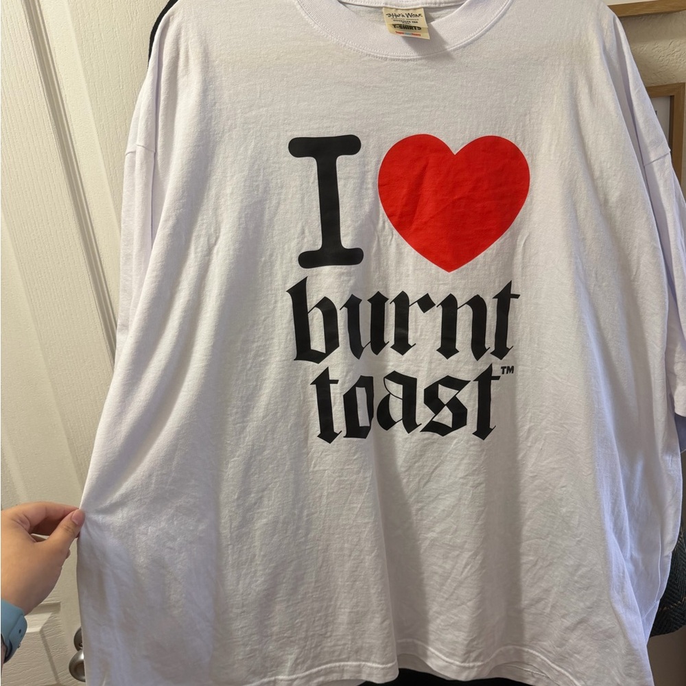 I Heart Burnt Toast Graphic Tee - White with Red Heart